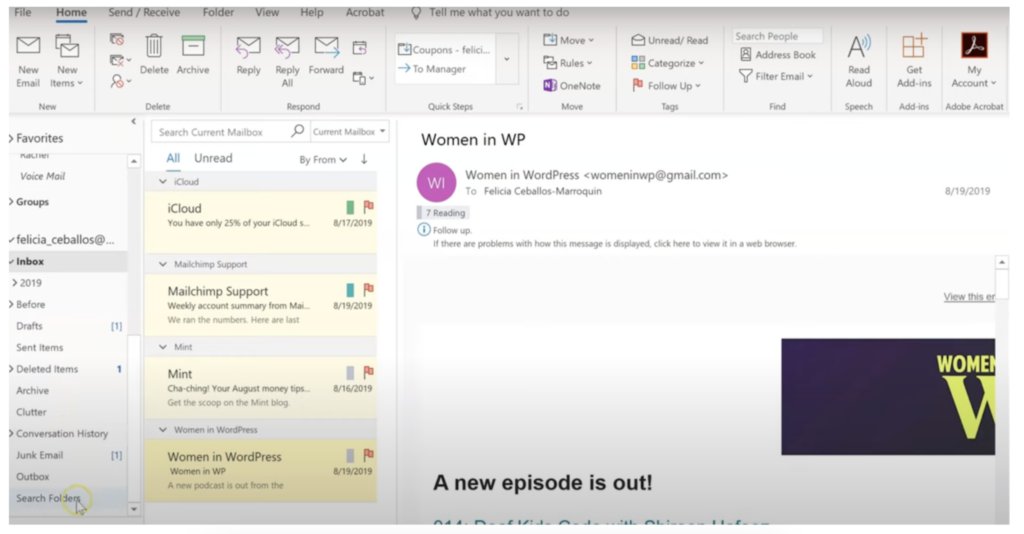 organize emails by thread in outlook